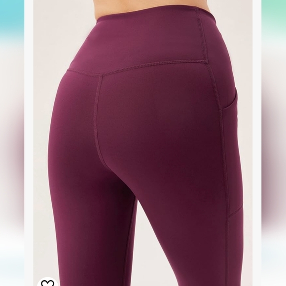 Compression‎ Pocket Leggings, High Rise Waist Pants for Yoga Workout Sz M Plum - Picture 4 of 10